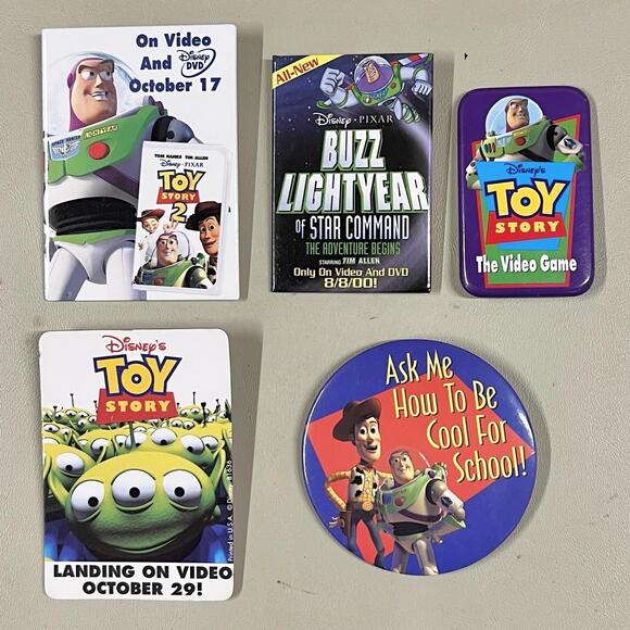 Vintage Toy Story Disney Pinback Buttons Movie Video Game Pins Ads Promo Buzz - Picture 1 of 5